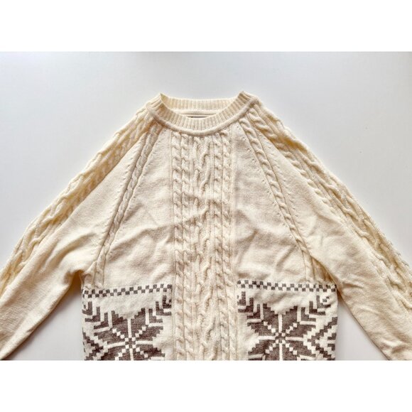 DALE OF NORWAY Karmoy Ivory 100% Wool Cable Knit Snowflake Sweater, Size S - Picture 6 of 15